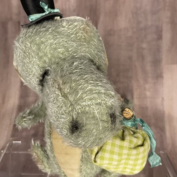 Vintage Antique Plush toy Dinosaur Gator Mr Snapsworth, OOAK toy handmade toy - Picture 12 of 16